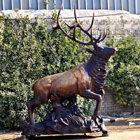 Statues de cerfs en bronze grandeur nature décorées pour le jardin extérieur, famille de cerfs mâle et femelle