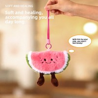 Porte-clés et pendentif de sac en peluche Pastèque ultra-doux avec motif visage souriant