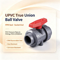 Vanne à boisseau sphérique FPM Premium à joint d'étanchéité UPVC, raccord à union véritable PN16 DIN8063, extrémité à emboîtement 20-110mm