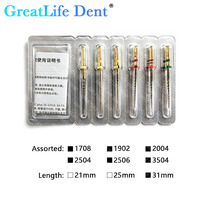 Greatlife SOCO PRO Fils endodontiques électriques flexibles 6 pièces/boîte, rotatifs activés par la chaleur en nickel-titane doré pour le traitement des canaux radiculaires dentaires