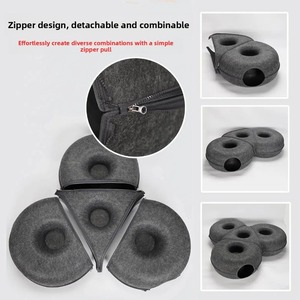 Multifunktionales Tunnel-Katzenbett Ganzjährig Nutzbares Wollfilz-Katzenhaus Nicht Haftend Fellentfernbar Waschbares Haustierbett für Mehrere Katzen - Product Image 4