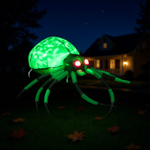 Araña Inflable de Halloween de 1.5 Metros Verde con Luces LED, Decoración para Jardín Exterior - Product Image 2