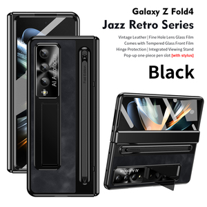 Fundas Plegables Antigolpes para Teléfono Móvil de la Serie Jazz Retro para <span class=keywords><strong>Samsung</strong></span> Galaxy Z Fold 4 5 6 7 con Lápiz Óptico y Cristal Templado - Product Image 1
