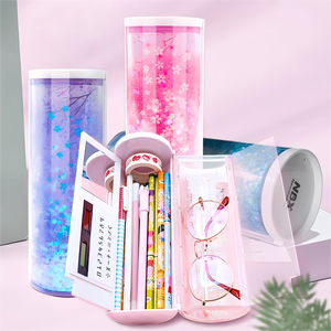 Hộp bút đa năng hình trụ màu hồng xanh sao trời năm <span class=keywords><strong>2025</strong></span> có máy tính dành cho học sinh nữ nam - Product Image 4