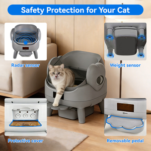 Caixa de Areia Automática para Gatos OKKPETS Nova com Limpeza Automática Design de Topo Aberto com Sensores de Segurança Duplos e Sensores de Peso - Product Image 3