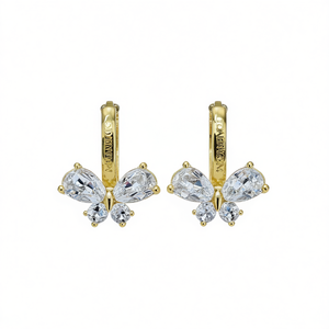 Orecchini a Farfalla Tomeny Placcati Oro con Cristalli Taglio a Pera e Montatura a Griffe, Gioielli da Festa alla Moda per Donne - Product Image 1