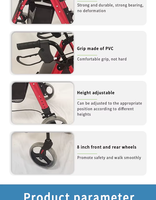 Déambulateur pliable en aluminium ultra-résistant et léger à 4 roues pour personnes âgées, chariot de courses