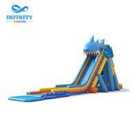 Toboggan aquatique gonflable géant en forme de requin, équipement de toboggan aquatique extérieur pour usage commercial