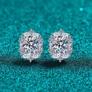 Orecchini in Argento S925 con Moissanite, Orecchini di Lusso a Forma di <span class=keywords><strong>Dan</strong></span>, Gioielli da Sposa per Donna, Personalizzazione all'Ingrosso - Product Image 1