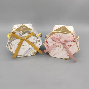 Hexagonal <b>gift</b> <b>box</b> <b>gift</b> <b>box</b> with rope handle portable favor <b>box</b> marble print <b>gift</b> <b>box</b> - Product Image 3