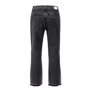 2025 High Quality <strong>Men's</strong> Cotton Jeans Casual Black Grey <strong>Patchwork</strong> Vintage Wash Custom Flares Denim <strong>Trousers</strong> for <strong>Men</strong> - Product Image 2