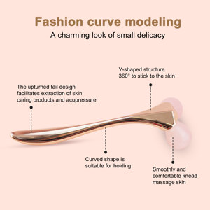 <span class=keywords><strong>Rouleau</strong></span> de massage facial en <span class=keywords><strong>quartz</strong></span> rose naturel en forme de Y, outil de soin de la peau pour le visage, les yeux et le cou, service OEM ODM personnalisé - Product Image 2
