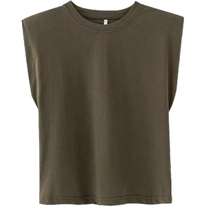 T-shirt court en coton 200 g/m² pour femme, uni, sans manches, personnalisable, qualité supérieure, vente en gros - Product Image 3
