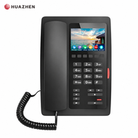 Téléphone d'hôtel H5W noir pour chambre d'hôtes, téléphone IP SIP avec écran couleur de 3,5 pouces, 6 touches de numérotation rapide, appel vidéo Wi-Fi, PoE, 2 lignes SIP, point d'accès