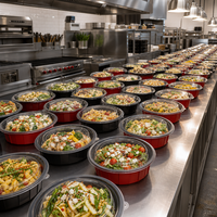 Professionele 900-180 ronde rood-zwarte vacuümvormdoos voor het verpakken van gastronomische salades en fruit