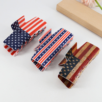 Pince à cheveux carrée solide de 10 cm en PVC avec drapeau du Jour de l'Indépendance pour femmes et filles, accessoire capillaire pour fêtes, vacances et coiffures quotidiennes