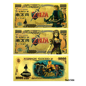 La Légende de Zelda Breath of the Wild Billet de banque en feuille d'or 10000 Yen Carte de collection Cadeau Anime Jeu Vidéo - Product Image 1