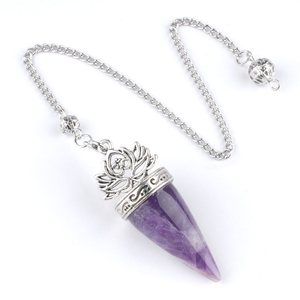 Péndulo <span class=keywords><strong>de</strong></span> Piedra <span class=keywords><strong>de</strong></span> Cristal Semipreciosa Natural Vintage, en Forma <span class=keywords><strong>de</strong></span> Cono <span class=keywords><strong>de</strong></span> Loto Plateado Antiguo, Herramienta <span class=keywords><strong>de</strong></span> Meditación Reiki y Radiestesia, Venta Caliente - Product Image 5