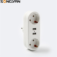 Usb bağlantı noktaları ile çok uzatma soketi 220v ab standart fiş adaptör soketi