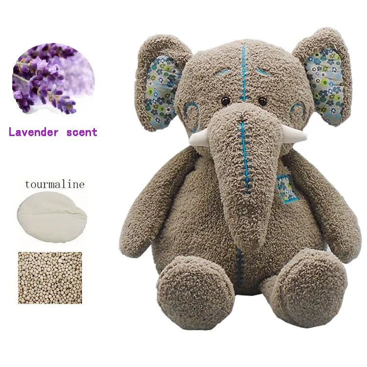 Elephant stuffed animal heatable microwavable plush pal with lavender scent for kids