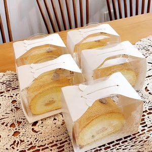 China Groothandel Nieuw Ontwerp Mini Tiramisu Plak Taartdoos Doorzichtige Plastic Huisdier Zoete Dessert Papieren Doos Met Handvat - Product Image 5