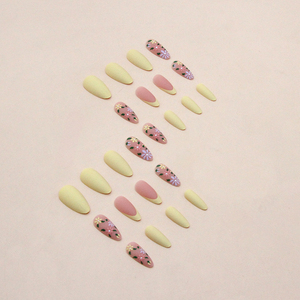 Unghie Finte W882 Giallo <span class=keywords><strong>Confetti</strong></span> in ABS con Colla per Dita, Unghie Pre-designate per Celebrazioni di Compleanno - Product Image 3