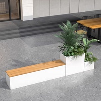 Banc en bois d'extérieur avec jardinières intégrées, sièges de jardin pour patio, cour, parc