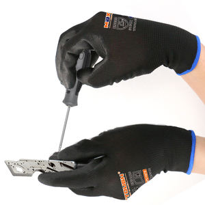 Gants de travail de jardin en <span class=keywords><strong>polyester</strong></span> noir MaxiTough les plus populaires avec revêtement en <span class=keywords><strong>PU</strong></span>, logo personnalisé, protection des mains, sécurité au travail, gants enduits - Product Image 1