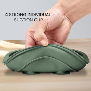 Silicone sans BPA de qualité alimentaire pour tout-petits enfants Vaisselle d'entraînement Plaques d'aspiration divisées Ensemble d'alimentation - Product Image 4