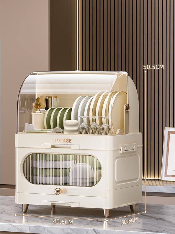 Tableware with 1 flip-top layer + 1 flat-top layer [beige]