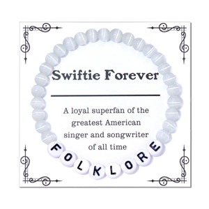 สร้อยข้อมือยางยืดสไตล์เทย์เลอร์ สวิฟท์ ประดับด้วยหินธรรมชาติและตัวอักษร TS โพลีเมอร์เคลย์ สำหรับแฟนคลับ สร้อยข้อมือมิตรภาพ ขายส่ง - Product Image 5