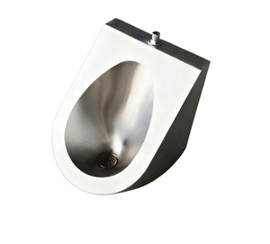 Urinario de Acero Inoxidable Montado en la Pared, Forma Ovalada, Diseño Minimalista, Fácil de Limpiar, Descarga por Gravedad, para Uso Público - Product Image 3