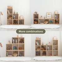Étagère Moderne Minimaliste Modulable en Bois Massif avec Grille, Meuble Autonome pour Livres et Jouets