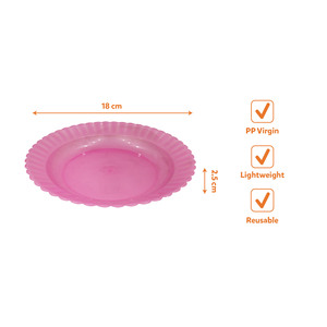 Eco Friendly PP <b>Plastic</b> Reusable Plate Dish Scalloped Edge Food Grade Virgin Material BPA Free Durable Modern Design Party Multi - Product Image 3