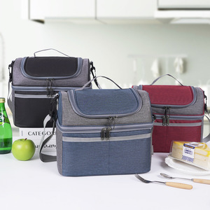 Color Block Crossbody Lunch Bag Large Capacity Insulated Picnic Bag For Daily Use - Product Image 1