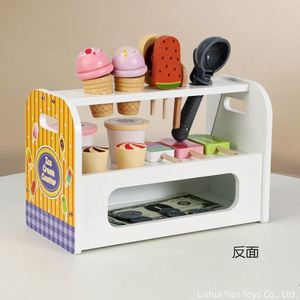 Interactive Pretend Delightful Birthday Gift Counter Wooden <b>Ice</b> <b>Cream</b> <b>Play</b> <b>Set</b> With Scoop, Menu, Money for Kids - Product Image 5