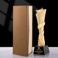 Trophées en résine de haute qualité et durables avec base en cristal, logo personnalisé unique gravé au laser, vente chaude, récompenses or, argent, bronze