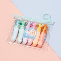 6 couleurs, mini marqueurs fluorescents pastel en forme de patte de chat, sans danger pour les enfants, kit de fournitures scolaires pour le dessin et l'art, surligneurs