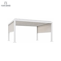 Pergola Bioclimatique Motorisée en Aluminium à Lames Orientables pour Jardin Extérieur, Étanche, Revêtement Poudré, avec Bande LED Intégrée
