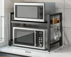 Zenewood Microondas Rack Forno 2 Tiers ajustável Microondas Stand Prateleira Forno Preto Cozinha