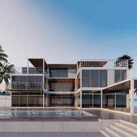 Villa de luxe modulaire en acier à trois étages, type conteneur, pour hôtel-resort, avec grande terrasse, clé en main, préfabriquée