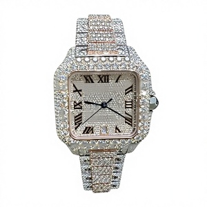 Reloj de Diamantes de Acero Inoxidable con Moissanita de Primera Calidad, Totalmente Cubierto de Diamantes, Unisex, de Lujo, Resistente al Agua hasta 10 Bares, con Cierre de Pulsera, para Exportación - Product Image 1