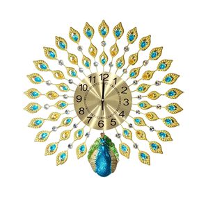 Peacock <b>Wall</b> <b>Clock</b> Silent Quartz Battery Powered Metal Round Face Decorative <b>Living</b> <b>Room</b> Hanging <b>Clock</b> - Product Image 1
