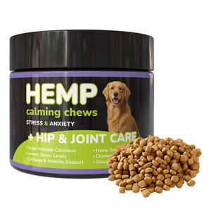 Suplemento para masticar de cáñamo para mascotas para gatos, perros pequeños, cintas de diseño a rayas, efecto calmante, ayuda a reducir la ansiedad, correa para mascotas - Product Image 1