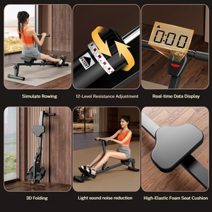 <span class=keywords><strong>Rameur</strong></span> d'intérieur silencieux en acier hydraulique avec conception pliable, résistance réglable pour un entraînement complet du corps et la <span class=keywords><strong>perte</strong></span> <span class=keywords><strong>de</strong></span> <span class=keywords><strong>poids</strong></span> - Product Image 4