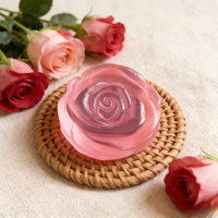 Savon Transparent à la Rose Fait Main Naturel, Savon à l'Huile Essentielle Éclaircissant pour la Beauté, Revitalise l'Éclat de Votre Peau