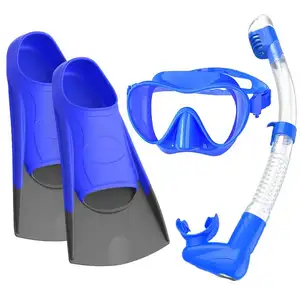 Set Masker selam permukaan olahraga, sirip renang silikon olahraga air luar ruangan dengan sirip renang
