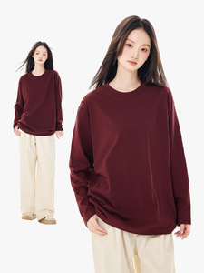 <span class=keywords><strong>T</strong></span>-<span class=keywords><strong>shirt</strong></span> décontracté pour <span class=keywords><strong>femme</strong></span> en tricot à <span class=keywords><strong>imprimé</strong></span> numérique, couleur unie, manches longues, coupe ample - Product Image 2