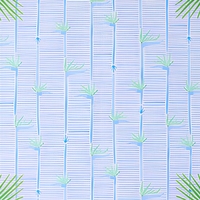 Tapis de table de Blackjack américain moderne pliable de luxe en néoprène 31,5*31,5 pouces (80*80 cm) bleu avec feuilles de palmier en bambou et base antidérapante en caoutchouc