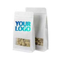 Sac à fermeture éclair à fond plat en papier kraft blanc quantité minimale de commande bas personnalisable avec costume de fenêtre pour animaux, nourriture ou jouets, sel de cocktail, etc.